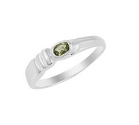 Ravishing Impressions Bague en moldavite avec pierre précieuse ovale à facettes verte 4 x 3 mm 3 g Fait à la main Bijoux fins Cadeau unique pour homme ou femme, M1/2,53(16.9), Pierre précieuse