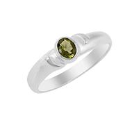 Ravishing Impressions Bague en moldavite avec pierre précieuse ovale à facettes verte 5 x 4 mm 3,1 g Fait à la main Bijoux fins Cadeau élégant pour homme ou femme, O1/2,56(17.80), Pierre précieuse