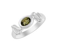 Ravishing Impressions Bague en moldavite avec pierre précieuse ovale à facettes verte 6 x 4 mm 3,2 g Fait à la main Bijoux fins Cadeau élégant pour homme ou femme, O1/2,56(17.80), Pierre précieuse