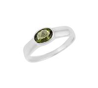 Ravishing Impressions Bague en moldavite avec pierre précieuse ovale à facettes verte 7 x 5 mm 2,7 g Bijoux fins faits à la main Cadeau unique pour homme ou femme, L1/2,52(16.60), Pierre précieuse