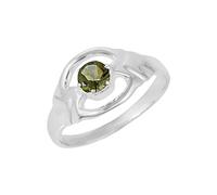 Ravishing Impressions Bague en moldavite avec pierre précieuse verte à facettes de 5 mm 2,3 g faite à la main, cadeau unique pour homme ou femme, K1/2,51(16.2), Pierre précieuse, Moldavite