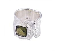 Ravishing Impressions Bague en moldavite sertie de pierres précieuses carrées à facettes vertes 7 x 7 mm 8,2 g 8,2 g Bijoux fins faits à la main Cadeau pour homme ou femme, X1/2,68(21.60), Pierre