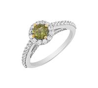 Ravishing Impressions Bague en plaqué or jaune avec zircone cubique de 5 mm sertie de zircons cubiques ronds à facettes et 2 mm, R1/2,60(19.10), Pierre précieuse, Moldavite, zircon cubique