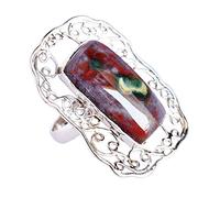 Ravishing Impressions Bague plastron en agate violette Passion avec cabochon rectangulaire en rhodium blanc 24 x 12 mm avec pierre précieuse multicolore, Q 1/2, Gemme, Agate violette passion