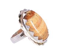 Ravishing Impressions Bague plastron en jaspe avec cabochon ovale en rhodium blanc 23 x 15 mm avec pierres précieuses multicolores - Cadeau unique pour femme, U 1/2, Gemme, Jaspe paysager