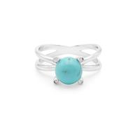 Ravishing Impressions Bague solitaire avec croix croisée style bohème turquoise - Cadeau d'anniversaire de mariage pour elle, J 1/2, Pierre précieuse., Turquoise