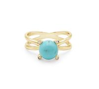 Ravishing Impressions Bague solitaire avec croix croisée style bohème turquoise - Cadeau d'anniversaire de mariage pour elle, N 1/2, Pierre précieuse., Turquoise