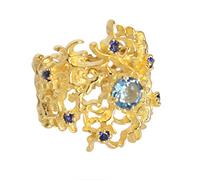 Ravishing Impressions Bijoux vintage en argent sterling 925 avec topaze bleue de Londres pour femmes et filles, Pierre, Topaze