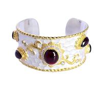 Ravishing Impressions Bracelet en argent sterling 925 massif avec grenat et oxyde de zirconium, beau bijou fait à la main, cadeau d'anniversaire, 20,3 cm, gemme, grenat et zircone