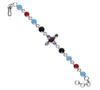 Ravishing Impressions Bracelet en argent sterling 925 multicolore grenat noir onyx bleu quartz vert onyx 21 cm plaqué rhodium blanc lunette à facettes pour femme