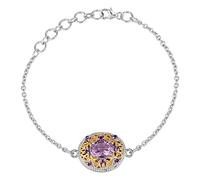 Ravishing Impressions Bracelet en argent sterling 925 plaqué rhodium blanc de 20 cm de long avec fermoir mousqueton ovale rond à facettes pour femme