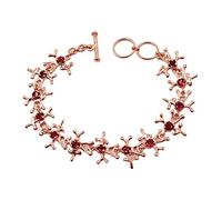 Ravishing Impressions Bracelet grenat en argent sterling 925 pour femme - Plaqué or rose - Pierre précieuse rouge ronde à facettes de 5 mm - Fermoir à bascule - Pierre de naissance de janvier - Bijoux