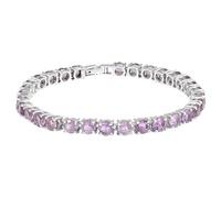 Ravishing Impressions Bracelet rivière améthyste pour femme - Pierre de naissance du mois de février - Pierre précieuse violette ronde à facettes - Argent sterling 925 plaqué rhodium blanc - Fermoir