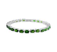 Ravishing Impressions Bracelet rivière diopside chromé 6 x 4 mm, pierres vertes ovales à facettes en métal plaqué rhodium blanc, bracelet tennis classique serti de griffes avec fermoir boîte, cadeau