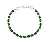 Ravishing Impressions Bracelet rivière diopside chromé pour femme - Pierre de naissance du mois d'août - Pierre précieuse verte à facettes - Argent sterling 925 - Fermoir mousqueton plaqué rhodium