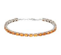 Ravishing Impressions Bracelet rivière élégant en argent citrine réglable de 165 à 228 mm pour femme, plaqué rhodium blanc, pierres ovales à facettes de 6 x 4 mm, fermoir mousqueton, bijou de luxe
