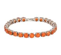 Ravishing Impressions Bracelet rivière en cornaline pour femme - Pierre de naissance du mois de juillet - Pierre précieuse orange ronde à facettes - Argent sterling 925 plaqué rhodium blanc - Fermoir