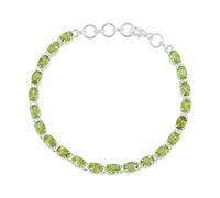 Ravishing Impressions Bracelet rivière péridot pour femme - Pierre de naissance du mois d'août - Pierre précieuse verte ovale à facettes - Argent sterling 925 - Fermoir mousqueton plaqué rhodium blanc