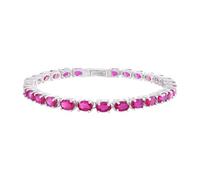 Ravishing Impressions Bracelet rivière ru vec pierre de naissance du mois de juillet - Pierres précieuses rouges ovales à facettes en métal plaqué rhodium blanc - Bracelet classique avec fermoir