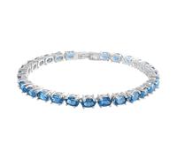 Ravishing Impressions Bracelet tennis avec topaze bleue de Londres, pierre de naissance du mois de décembre, pierres précieuses ovales à facettes bleues en métal plaqué rhodium blanc, bracelet