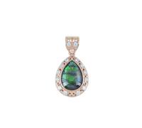 Ravishing Impressions Collier avec pendentif en ammolite verte - Pierre précieuse de poire de 15 x 10 mm avec topaze blanche - Argent sterling 925 plaqué or rose - Élégant bijou canadien fait à la
