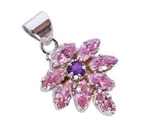 Ravishing Impressions Collier avec pendentif en argent 925 améthyste quartz rose - Bijoux en cristal d'amour et de guérison pour femme - Pendentif fabriqué à la main avec chaîne, 5, 8x4, Gemme Argent