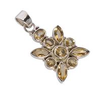 Ravishing Impressions Collier avec pendentif en argent 925 citrine - Bijoux en cristal d'abondance pour femme - Pendentif fabriqué à la main avec chaîne, 8x4, 6x4, 4, Gemme Argent sterling, Citrine