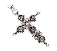 Ravishing Impressions Collier avec pendentif rond topaze bleue en argent sterling 925 - Bijoux en pierre précieuse bleue de 3 mm pour femme