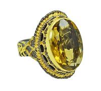 Ravishing Impressions Jewellery Bague de fiançailles en argent sterling 925 plaqué or ovale quartz champagne, Pierre, Quartz champagne