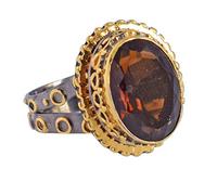 Ravishing Impressions Jewellery Bague de fiançailles ovale en argent sterling 925 plaqué rhodium quartz champagne pour fille