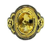 Ravishing Impressions Jewellery Bague en argent sterling 925 plaqué rhodium noir avec pierre de naissance du mois de novembre pour filles, pierre de naissance, citrine,