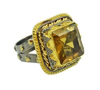 Ravishing Impressions Jewellery Bague en quartz champagne en argent sterling 925 plaqué or unique et élégant cadeau pour elle, pierre, quartz champagne,