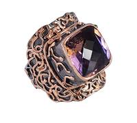 Ravishing Impressions Jewellery Bague solitaire en argent sterling 925, plaqué rhodium et or rose, pierre, améthrine,