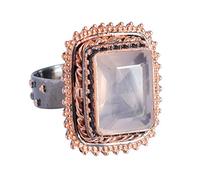 Ravishing Impressions Jewellery Bague solitaire en quartz rose naturel en argent sterling 925 pour femmes et filles - Pierre - Quartz rose