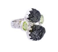 Ravishing Impressions Jewellery - Bijou unisexe 0,925 en argent sterling Rough & Mix-Shape Green Moldavite et péridot