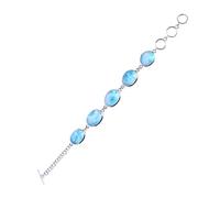 Ravishing Impressions Larimar Bracelet en argent sterling 925 plaqué rhodium blanc de 20 cm de long avec cabochon ovale et fermoir à bascule pour femme