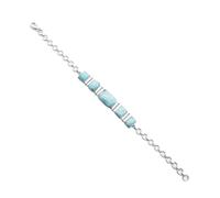 Ravishing Impressions Larimar Bracelet en pierre précieuse bleue réglable avec fermoir mousqueton et cabochon rectangulaire pour femme, 7.5, Argent sterling, Larimar