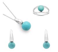 Ravishing Impressions Lot de 3 bijoux occidentaux bohèmes pour femmes, pendentif, boucles d'oreilles et bague en argent sterling 925, bijoux faits à la main, 8, pierre précieuse en argent sterling