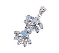 Ravishing Impressions Pendentif en argent sterling 925 avec topaze bleue - Bijoux de créateur faits à la main - Pierre de naissance du mois d'avril
