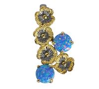 Ravishing Impressions Pendentif en argent sterling 925 plaqué or jaune et rhodium noir avec chaîne opale de feu brillante ronde 10 mm cabochon multicolore cadeau bijoux