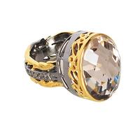 Ravishing Impressions Pierre précieuse de quartz fumé en argent sterling 925 massif plaqué or rhodié noir pour fille FSJ-616, métal, pierre, argent sterling, Quartz fumé