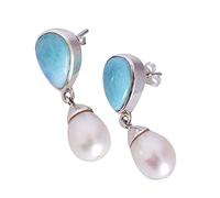 Ravishing Impressions RI-5818 Boucles d'oreilles en argent sterling 925 avec larimar naturel et perle