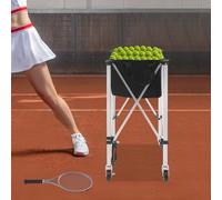 ravixia Entonnoir de tennis portable, panier de balle de tennis pliable avec roues, porte-balles de tennis avec roues en tissu Oxford 600D et aluminium, pour 150 à 170 balles, charge jusqu'à 20 kg