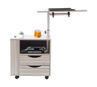 ravixia Table de chevet fonctionnelle rotative réglable et mobile pour chambre à coucher - Commode de chevet - Meuble ouvert - Table à café - Table élévatrice en bois - Table pour ordinateur portable