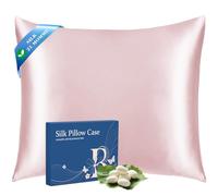 Ravmix Taie d'oreiller en Soie de mûrier 65x65 cm, Protege Oreiller 21 Momme Certifiée Oeko-TEX® Bienfaits Cheveux et Peau, avec Fermeture éclair cachée, 1 unité, Rose