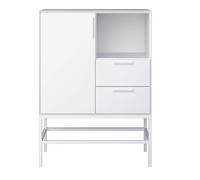 Ravn Buffet 1 porte et 2 tiroirs, blanc laqué, structure métallique, blanc.