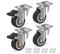 RAVN HAMAN Set de 4 Roulettes pour meubles 50 mm - Roues pivotantes avec frein jusqu'à 50 kg par roue - Petites roues en caoutchouc pour l'intérieur - Roulement silencieux et ménageant les sols