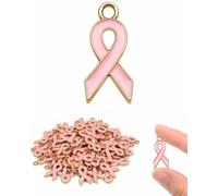 RAVNIX 50 pcs Rubans Cœur Rose Octobre Rose - Décoration Solidarité Cancer du Sein - Breloques pour Arbres, Dons & DIY - Haute Visibilité & Soutien Moral lors des Collectes Annuelles