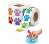 RAVNIX Autocollants Patte de Chien Pailletées | 1000 Pièces (2x500 Rouleaux) | Auto-adhésifs Sans Résidu | Stickers Motivation Devoirs & Art Créatif Enfants