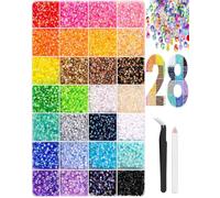 RAVNIX Kit Bedazzling 30000+ Strass | Coffret de 28 Couleurs de Strass en Verre Transparent | Stylo de Cire & Pince pour Fixation Facile sur Ongles & Tissus, Idéal pour DIY Créatif (sans Colle)